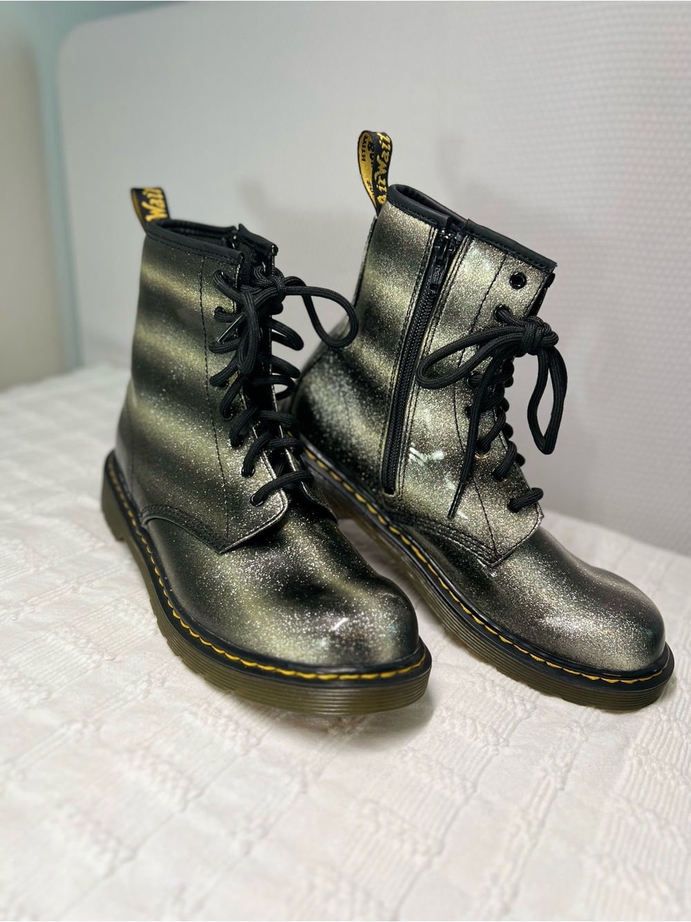 Dr. Martens Black Ombré Glittery Air Wait Boots - Picture 8 of 10